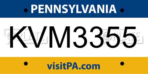 KVM3355 Pennsylvania License Plate