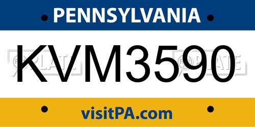 KVM3590 Pennsylvania License Plate