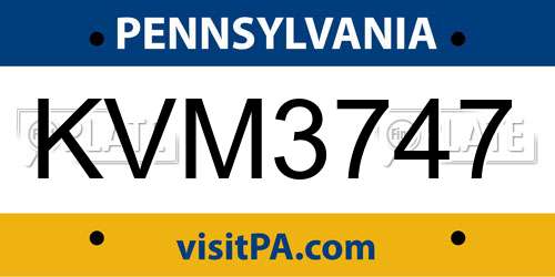 KVM3747 Pennsylvania License Plate