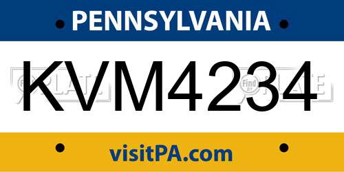 KVM4234 Pennsylvania License Plate