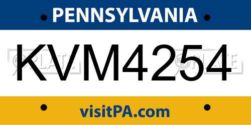 KVM4254 Pennsylvania License Plate