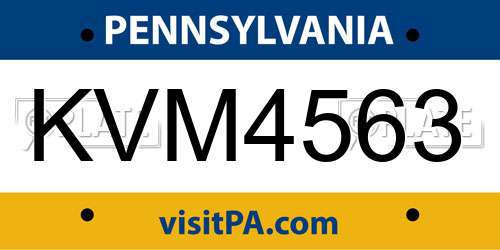KVM4563 Pennsylvania License Plate