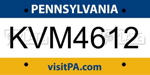 KVM4612 Pennsylvania License Plate