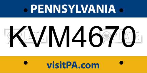 KVM4670 Pennsylvania License Plate