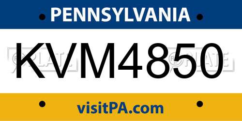 KVM4850 Pennsylvania License Plate