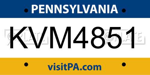 KVM4851 Pennsylvania License Plate