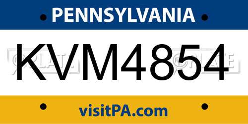 KVM4854 Pennsylvania License Plate