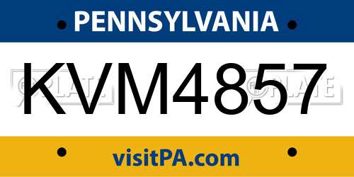 KVM4857 Pennsylvania License Plate