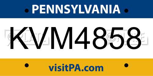 KVM4858 Pennsylvania License Plate