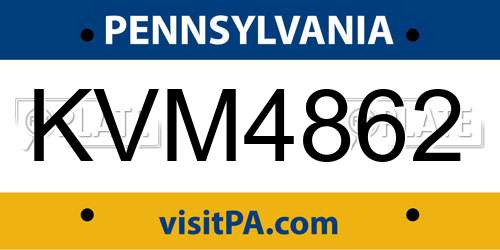 KVM4862 Pennsylvania License Plate