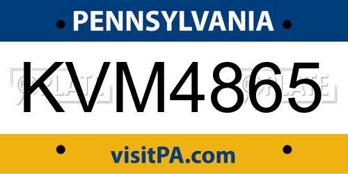 KVM4865 Pennsylvania License Plate