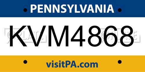 KVM4868 Pennsylvania License Plate