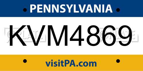 KVM4869 Pennsylvania License Plate