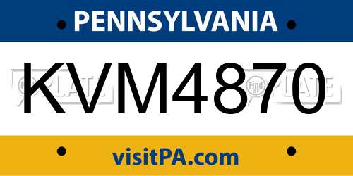 KVM4870 Pennsylvania License Plate