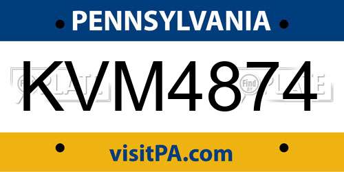 KVM4874 Pennsylvania License Plate