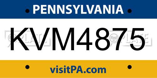 KVM4875 Pennsylvania License Plate