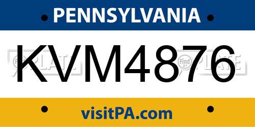 KVM4876 Pennsylvania License Plate