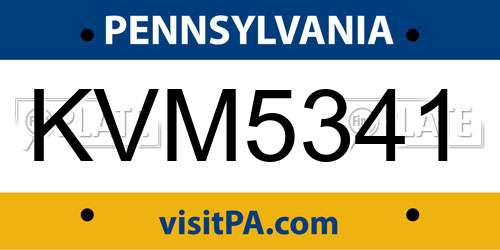 KVM5341 Pennsylvania License Plate