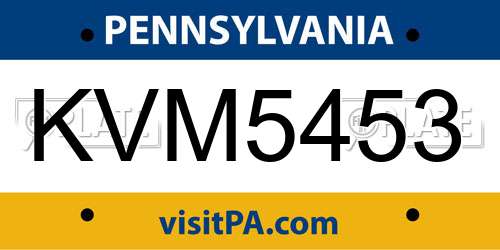 KVM5453 Pennsylvania License Plate