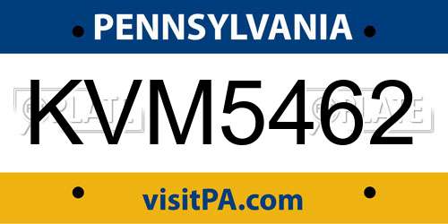 KVM5462 Pennsylvania License Plate