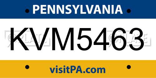 KVM5463 Pennsylvania License Plate