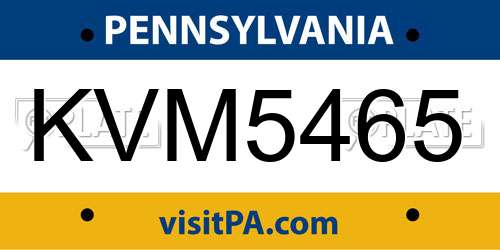 KVM5465 Pennsylvania License Plate