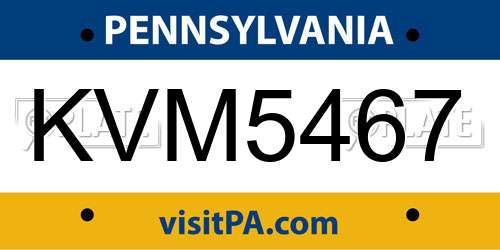 KVM5467 Pennsylvania License Plate