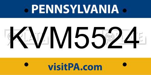 KVM5524 Pennsylvania License Plate