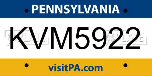 KVM5922 Pennsylvania License Plate