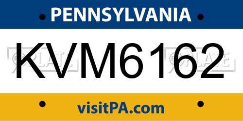 KVM6162 Pennsylvania License Plate