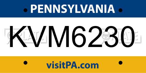 KVM6230 Pennsylvania License Plate