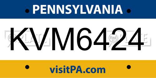 KVM6424 Pennsylvania License Plate