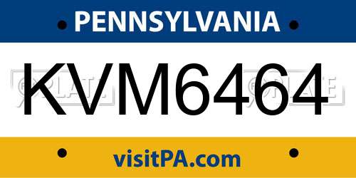 KVM6464 Pennsylvania License Plate