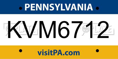 KVM6712 Pennsylvania License Plate