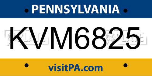 KVM6825 Pennsylvania License Plate