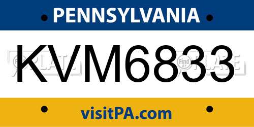KVM6833 Pennsylvania License Plate