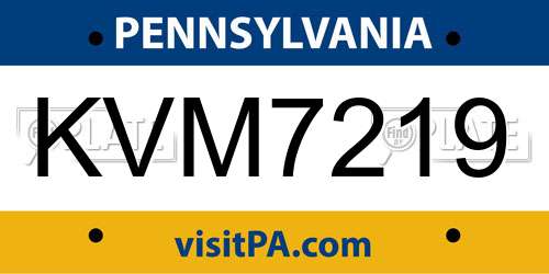KVM7219 Pennsylvania License Plate