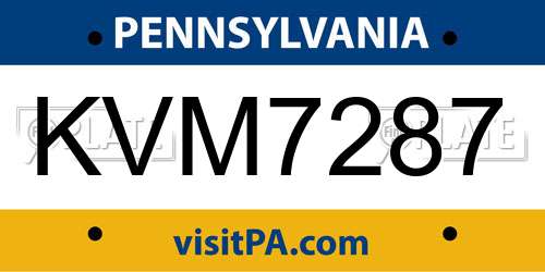 KVM7287 Pennsylvania License Plate