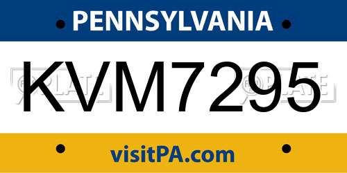KVM7295 Pennsylvania License Plate