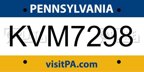 KVM7298 Pennsylvania License Plate