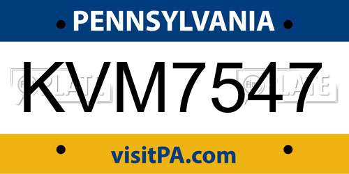 KVM7547 Pennsylvania License Plate