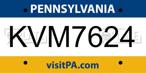 KVM7624 Pennsylvania License Plate