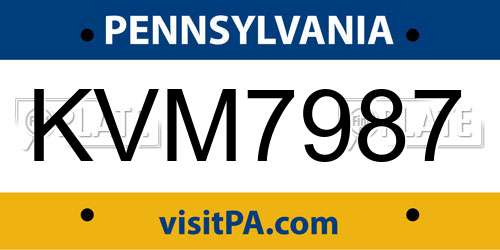 KVM7987 Pennsylvania License Plate