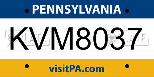 KVM8037 Pennsylvania License Plate