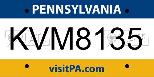 KVM8135 Pennsylvania License Plate