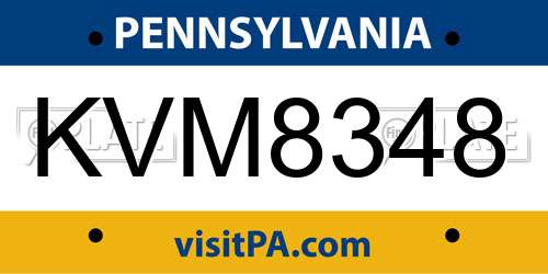 KVM8348 Pennsylvania License Plate