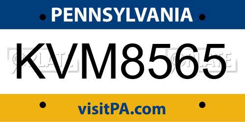 KVM8565 Pennsylvania License Plate