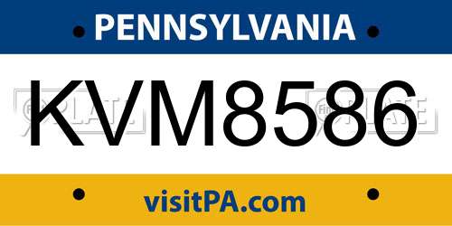 KVM8586 Pennsylvania License Plate