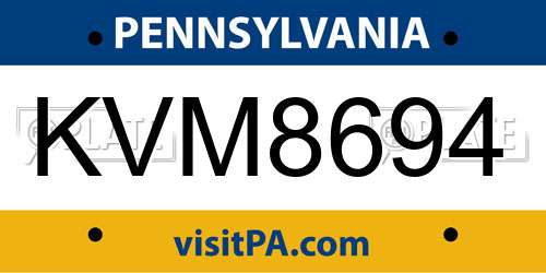 KVM8694 Pennsylvania License Plate