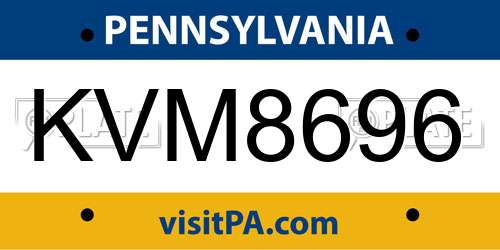 KVM8696 Pennsylvania License Plate